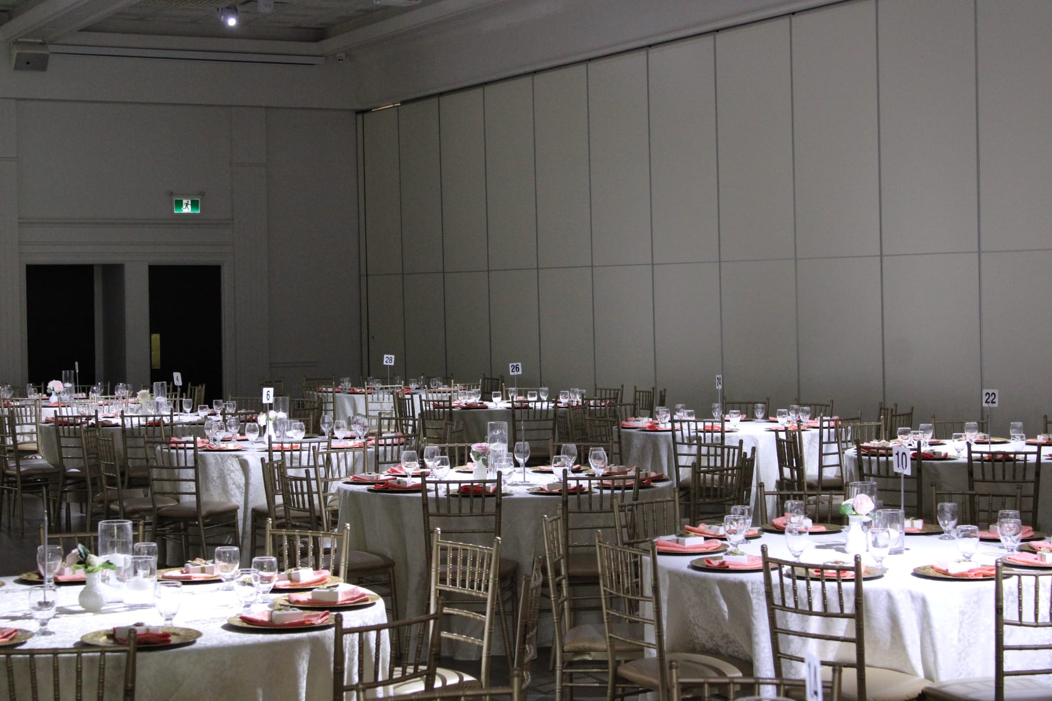 Hall A setup with table lighting